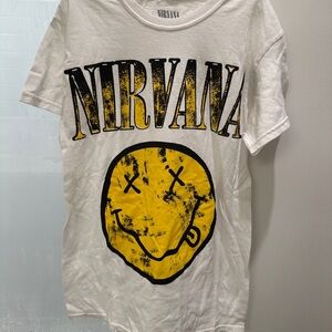 Nirvana White and Yellow Short Sleeve Tee